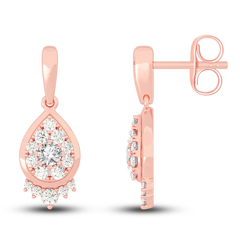 Main Image 1 of Diamond Dangle Earrings 1/2 ct tw Round 14K Rose Gold
