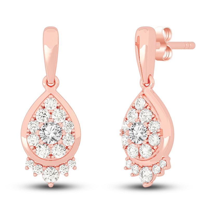 Main Image 2 of Diamond Dangle Earrings 1/2 ct tw Round 14K Rose Gold