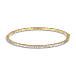 Italia D'Oro Diamond-Cut Tube Bangle Bracelet 14K Yellow Gold 3.0mm