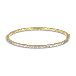 Italia D'Oro Diamond-Cut Tube Bangle Bracelet 14K Yellow Gold 3.0mm