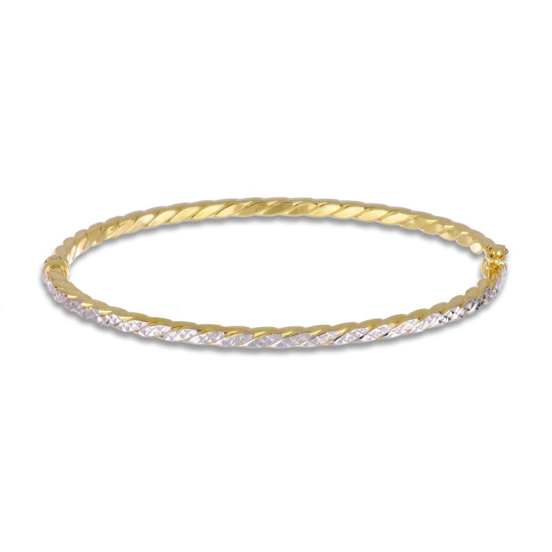 Italia D'Oro Diamond-Cut Tube Bangle Bracelet 14K Yellow Gold 3.0mm