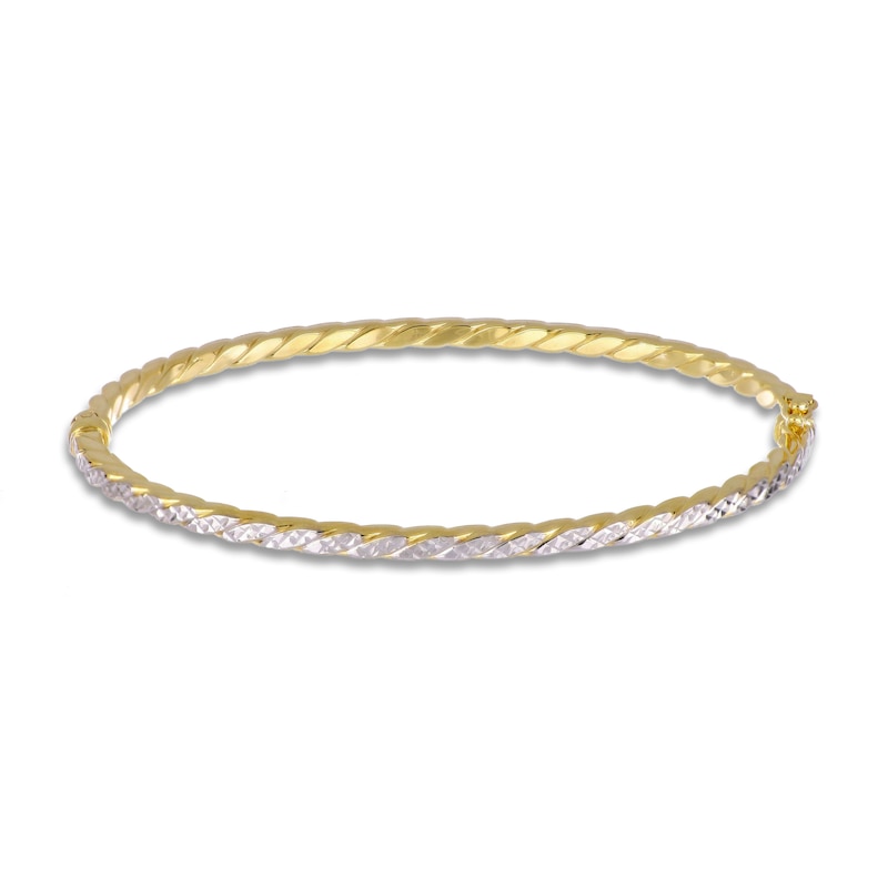 Main Image 1 of Italia D'Oro Diamond-Cut Tube Bangle Bracelet 14K Yellow Gold 3.0mm