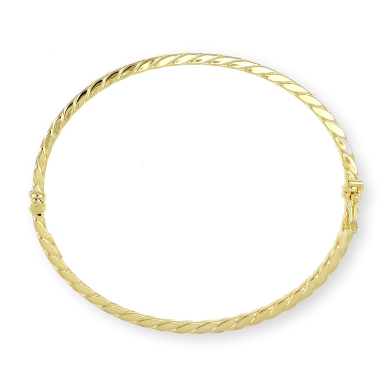 Italia D'Oro Diamond-Cut Tube Bangle Bracelet 14K Yellow Gold 3.0mm