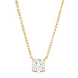 Lab-Created Diamond Solitaire Necklace 1 ct tw Round 14K Yellow Gold 19&quot; (SI2/F)