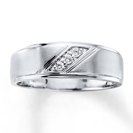 Men's Diamond Anniversary Band 1/10 ct tw Round 14K White Gold