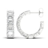Thumbnail Image 0 of Certified Lab-Created Diamond Hoop Earrings 11 ct tw Emerald 14K White Gold