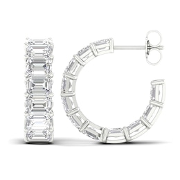 Certified Lab-Grown Diamond Hoop Earrings 11 ct tw Emerald 14K White Gold