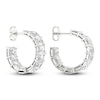 Thumbnail Image 1 of Certified Lab-Created Diamond Hoop Earrings 11 ct tw Emerald 14K White Gold