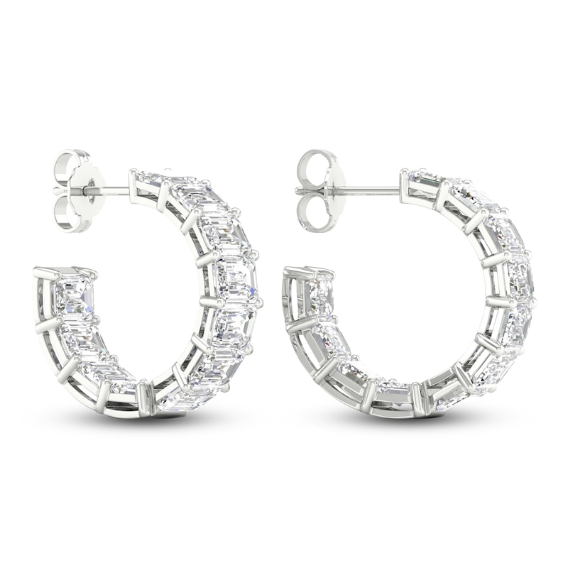 Certified Lab-Created Diamond Hoop Earrings 11 ct tw Emerald 14K White Gold