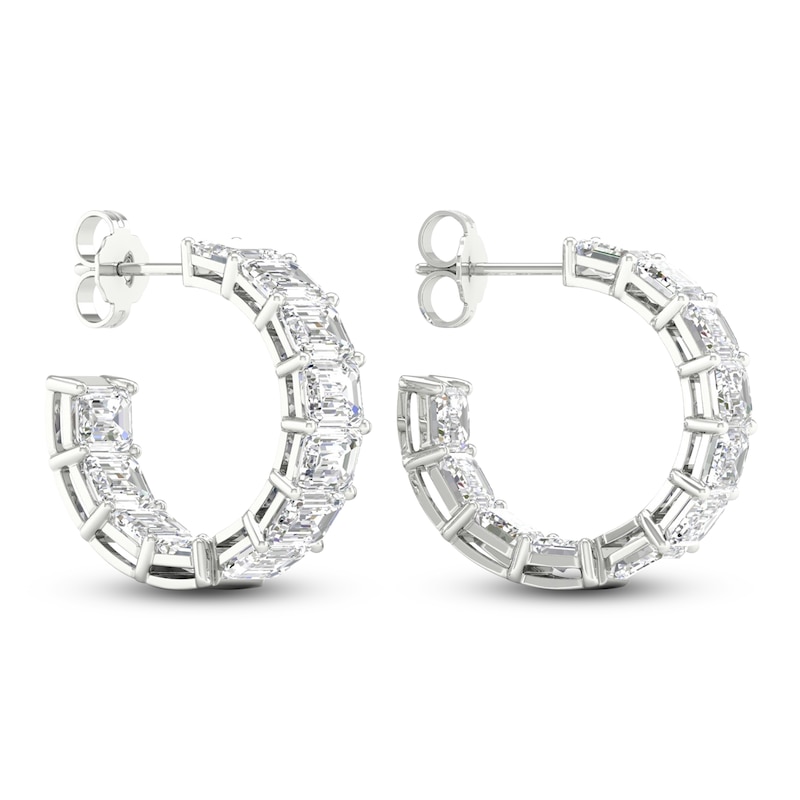 Main Image 2 of Certified Lab-Grown Diamond Hoop Earrings 11 ct tw Emerald 14K White Gold