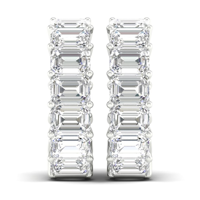 Certified Lab-Created Diamond Hoop Earrings 11 ct tw Emerald 14K White Gold