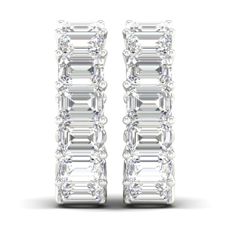 Main Image 3 of Certified Lab-Grown Diamond Hoop Earrings 11 ct tw Emerald 14K White Gold