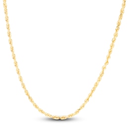 Men's Solid Diamond-Cut Rope Chain Necklace 14K Yellow Gold 24" 3.5mm