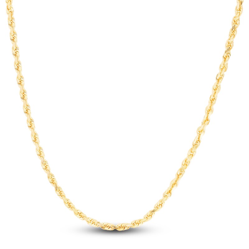 Main Image 1 of Men's Solid Diamond-Cut Rope Chain Necklace 14K Yellow Gold 24" 3.5mm