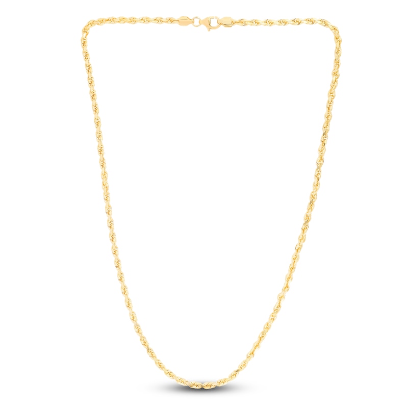 Main Image 2 of Men's Solid Diamond-Cut Rope Chain Necklace 14K Yellow Gold 24" 3.5mm