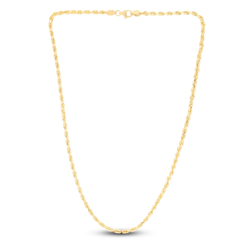 Men's Solid Diamond-Cut Rope Chain Necklace 14K Yellow Gold 24" 3.5mm