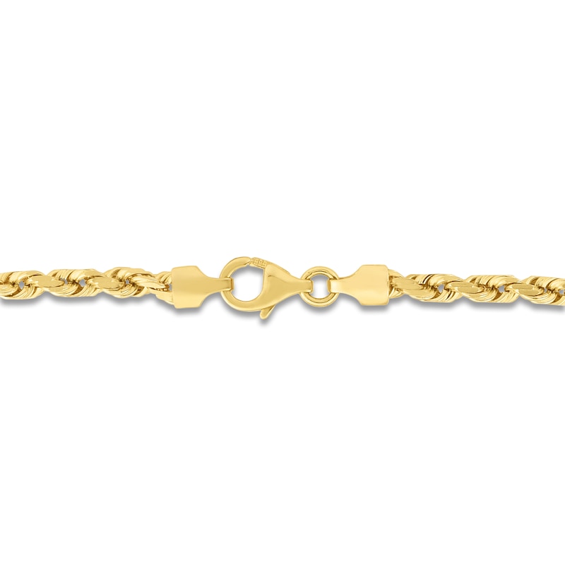Main Image 3 of Men's Solid Diamond-Cut Rope Chain Necklace 14K Yellow Gold 24" 3.5mm
