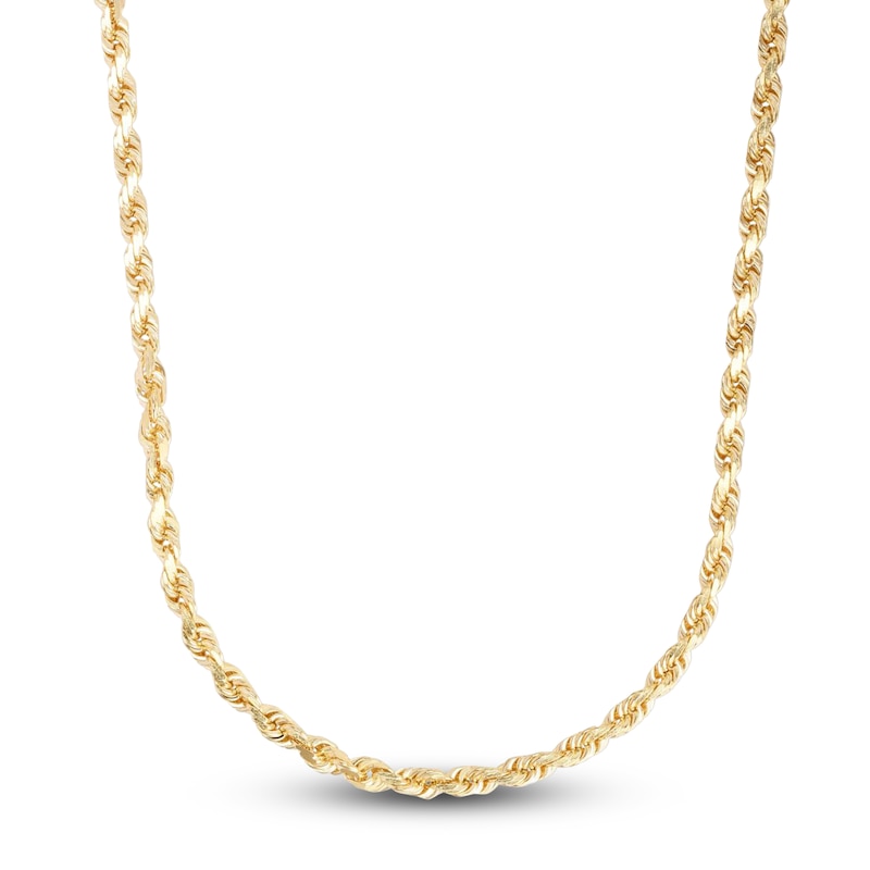 Main Image 1 of Men's Solid Diamond-Cut Rope Chain Necklace 14K Yellow Gold 22" 5.4mm