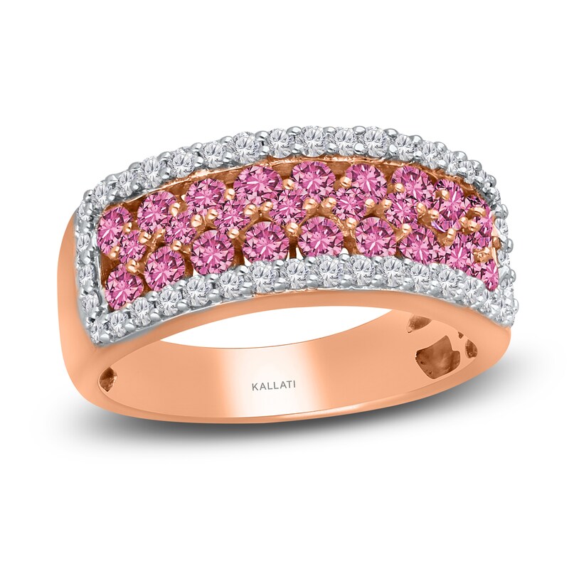 Main Image 1 of Kallati Round-Cut Natural Pink Sapphire Ring 1/2 ct tw Round 14K Rose Gold
