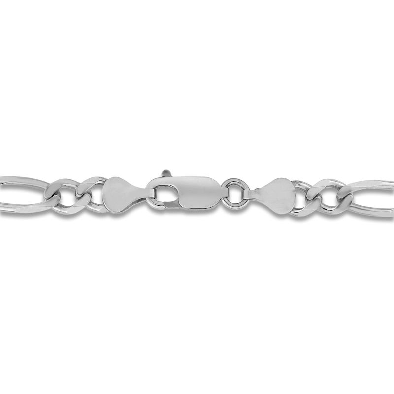 Men's Solid Figaro Chain Necklace 14K White Gold 22" 4.6mm