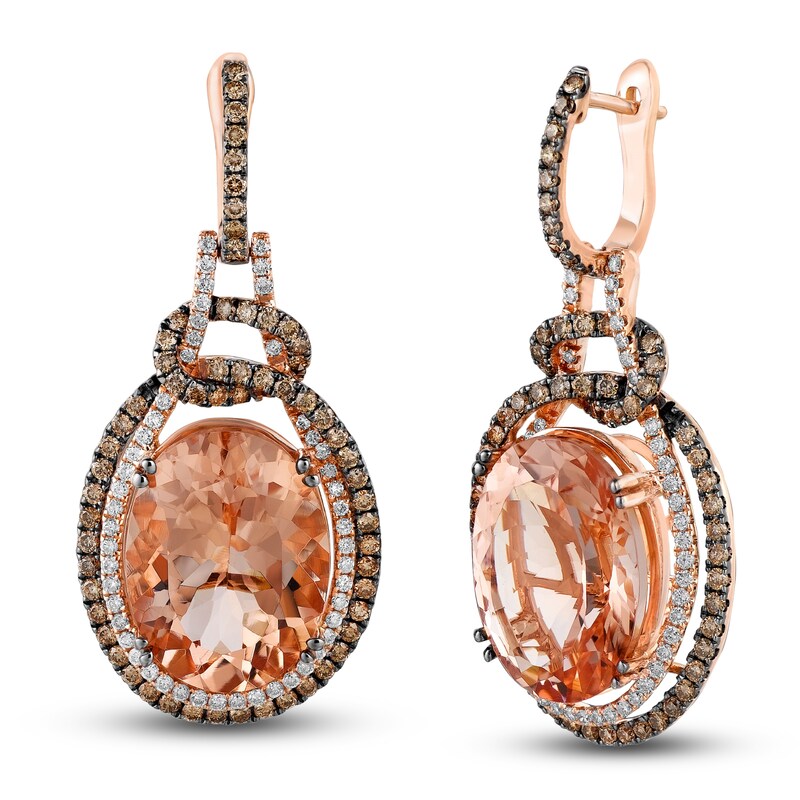 Main Image 1 of Le Vian Natural Morganite Drop Earrings 1-5/8 ct tw Diamonds 18K Strawberry Gold