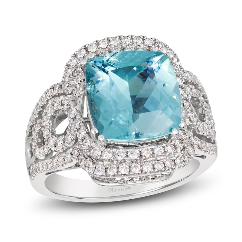 Main Image 1 of Le Vian Natural Blue Tourmaline Ring 1 ct tw Diamonds 18K Vanilla Gold