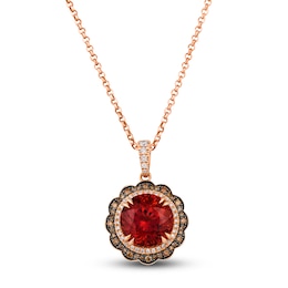 Le Vian Natural Dark Pink Tourmaline Pendant Necklace 1/3 ct tw Diamonds 18K Strawberry Gold