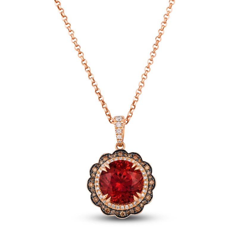 Main Image 1 of Le Vian Natural Dark Pink Tourmaline Pendant Necklace 1/3 ct tw Diamonds 18K Strawberry Gold
