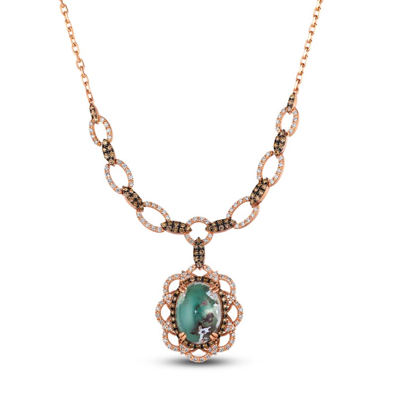 Le Vian Natural Aquaprase Necklace 1-3/4 ct tw Diamonds 18K Strawberry Gold 18"