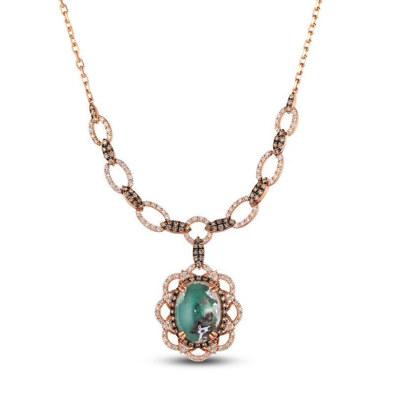 Main Image 1 of Le Vian Natural Aquaprase Necklace 1-3/4 ct tw Diamonds 18K Strawberry Gold 18"