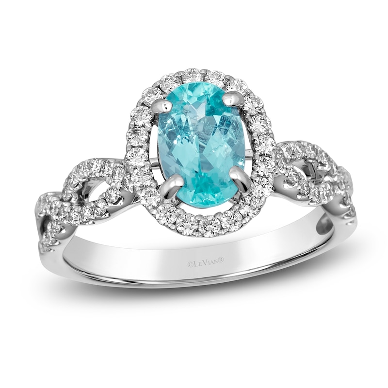 Main Image 1 of Le Vian Natural Blue Paraiba Tourmaline Ring 1/2 ct tw Diamonds 18K Vanilla Gold