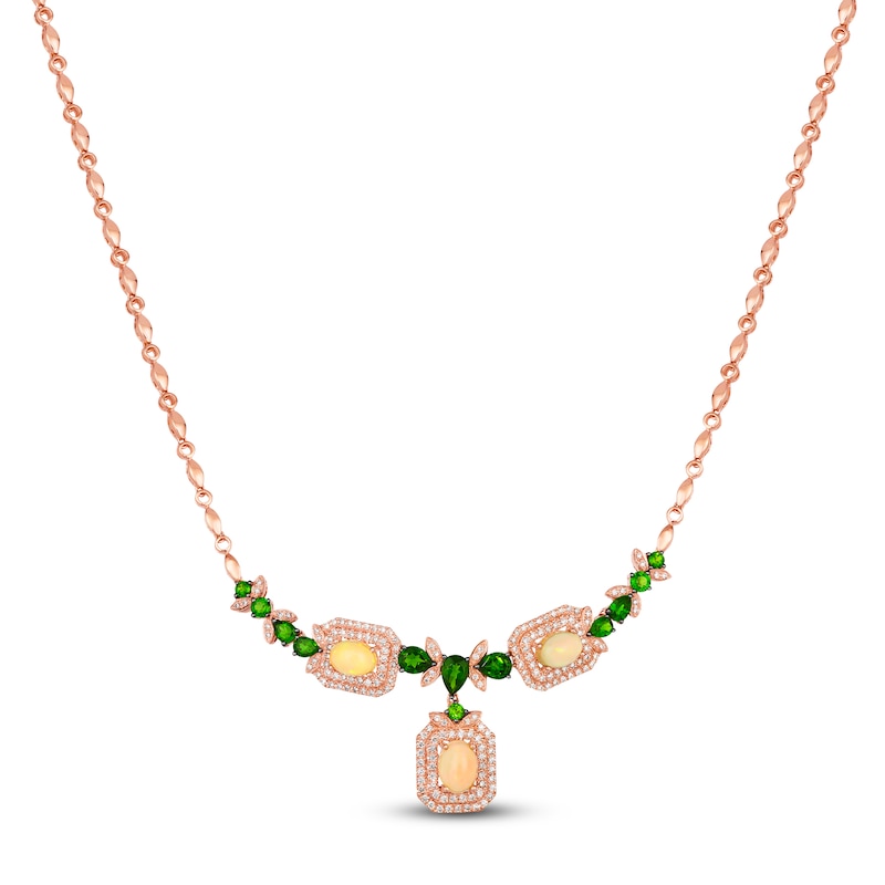 Le Vian Natural Opal & Chrome Diopside Necklace 7/8 ct tw Diamonds 14K Strawberry Gold 18"