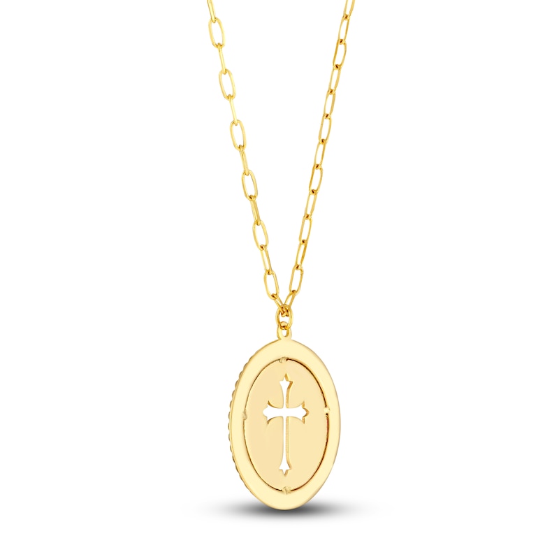 Main Image 3 of High-Polish Solid Cross Medallion Necklace 14K Yellow Gold 22"