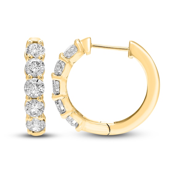 Jared Signature Diamond Hoop Earrings 1/2 ct tw 14K Yellow Gold