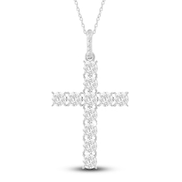 Diamond Cross Pendant Necklace 1-1/4 ct tw 14K White Gold