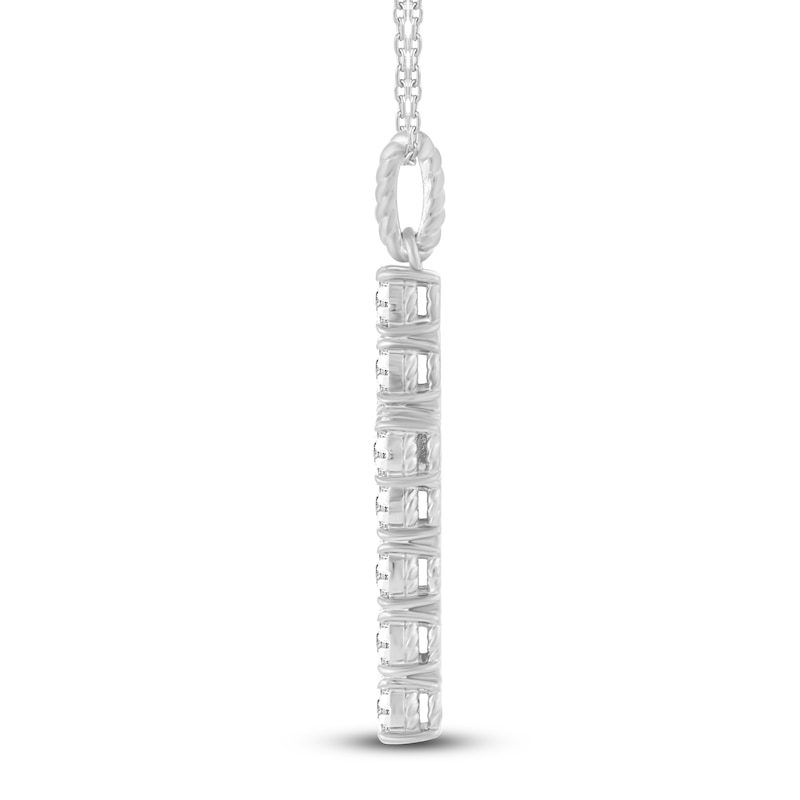 Main Image 3 of Diamond Cross Pendant Necklace 1-1/4 ct tw 14K White Gold
