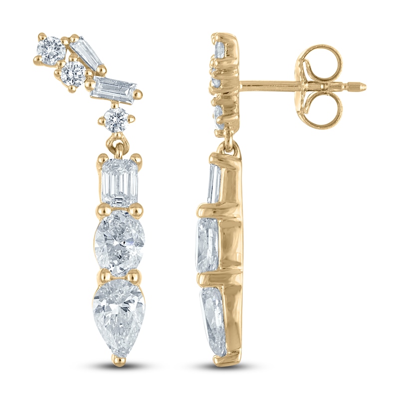 Main Image 1 of Multi-Cut Diamond Drop Earrings 1-3/4 ct tw 14K Yellow Gold