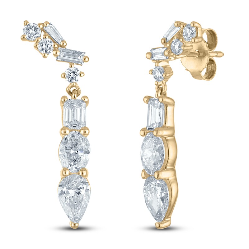 Main Image 2 of Multi-Cut Diamond Drop Earrings 1-3/4 ct tw 14K Yellow Gold