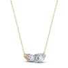 Thumbnail Image 2 of Princess & Pear-Shaped Diamond 3-Stone Necklace 1 ct tw 14K Yellow Gold