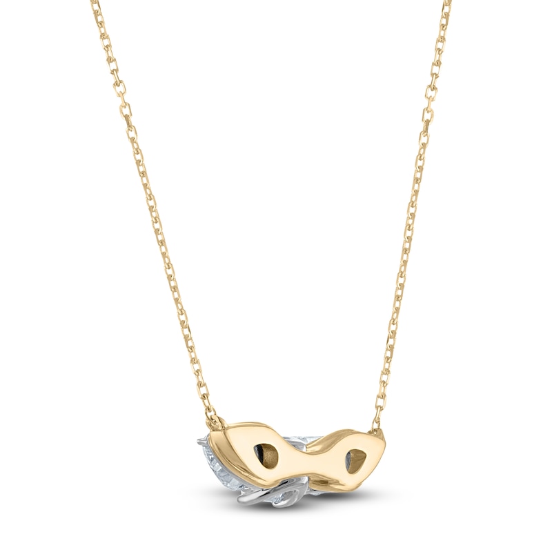 Main Image 3 of Princess & Pear-Shaped Diamond 3-Stone Necklace 1 ct tw 14K Yellow Gold