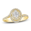 Thumbnail Image 1 of Oval & Round-Cut Diamond Double Halo Engagement Ring 7/8 ct tw 14K Yellow Gold