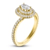 Thumbnail Image 2 of Oval & Round-Cut Diamond Double Halo Engagement Ring 7/8 ct tw 14K Yellow Gold