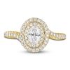 Thumbnail Image 3 of Oval & Round-Cut Diamond Double Halo Engagement Ring 7/8 ct tw 14K Yellow Gold