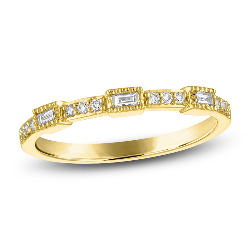 Main Image 1 of Round & Baguette-Cut Diamond Stackable Anniversary Band 1/8 ct tw 14K Yellow Gold