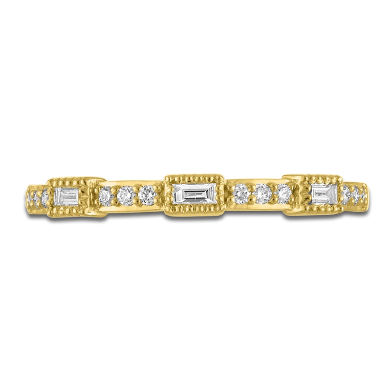 Main Image 3 of Round & Baguette-Cut Diamond Stackable Anniversary Band 1/8 ct tw 14K Yellow Gold
