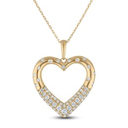 Diamond Heart Pendant Necklace 1/2 ct tw 10K Yellow Gold