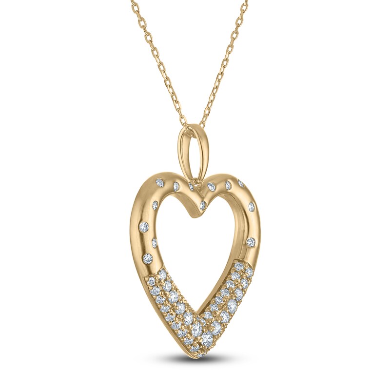 Main Image 2 of Diamond Heart Pendant Necklace 1/2 ct tw 10K Yellow Gold
