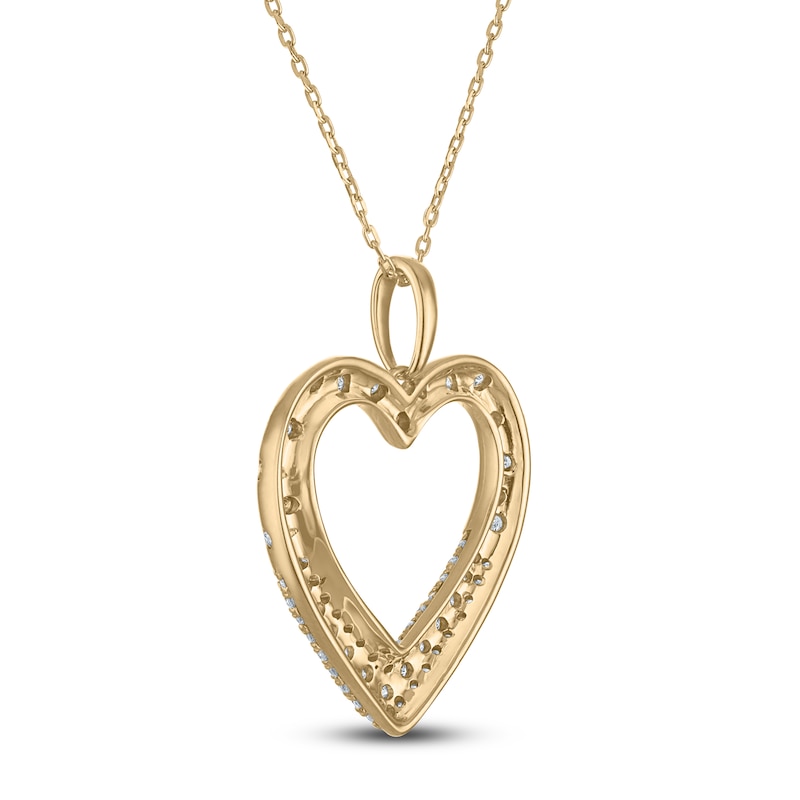 Main Image 3 of Diamond Heart Pendant Necklace 1/2 ct tw 10K Yellow Gold