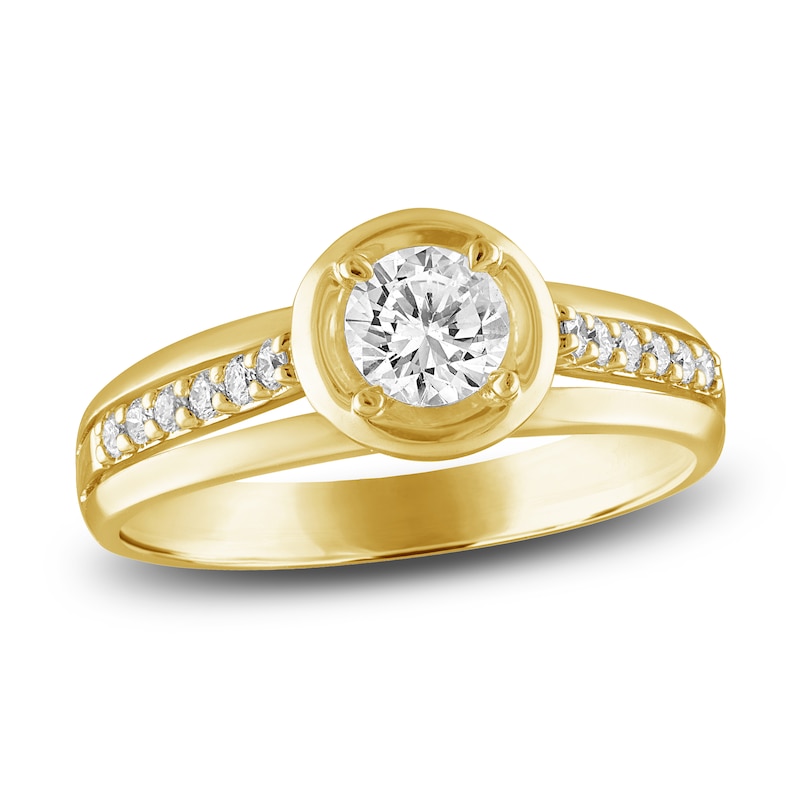 Diamond Bezel Engagement Ring 5/8 ct tw 14K Yellow Gold