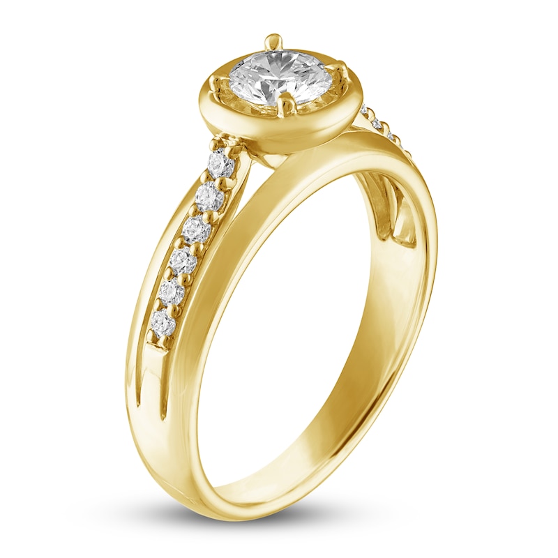 Diamond Bezel Engagement Ring 5/8 ct tw 14K Yellow Gold